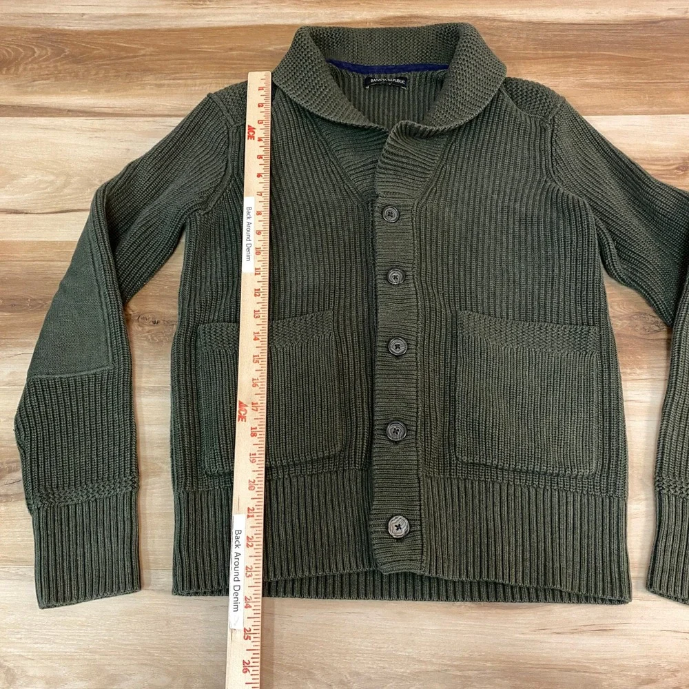 Banana Republic Olive Green Shawl Collar Cardigan Sweater